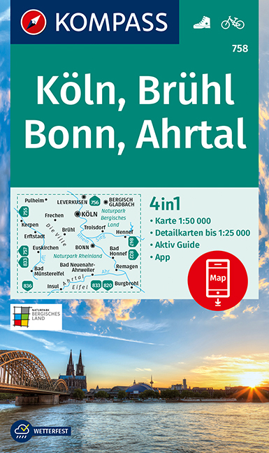 KOMPASS Wanderkarte Köln, Brühl, Bonn, Ahrtal - 