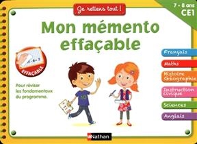 Mon mémento effaçable CE1, 7-8 ans : pour réviser les fondamentaux du programme