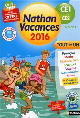 Nathan vacances 2016, du CE1 vers le CE2, 7-8 ans : tout en un