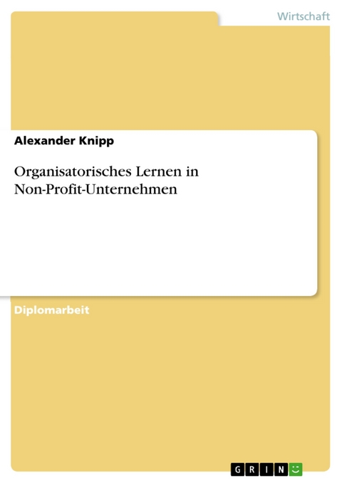 Organisatorisches Lernen in Non-Profit-Unternehmen - Alexander Knipp