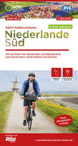 ADFC-Radtourenkarte NL 2 Niederlande Süd 1:150.000, reiß- und wetterfest, E-Bike geeignet, GPS-Tracks Download, mit Knotenpunkten - 