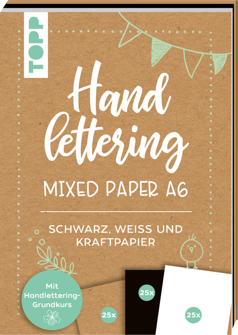 Handlettering Mixed Paper Block - Schwarz, Weiß, Kraftpapier - A6 -  Frechverlag, Ludmila Blum