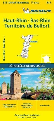 Bas-Rhin, Haut-Rhin, Territoire de Belfort - Michelin Local Map 315 -  Michelin