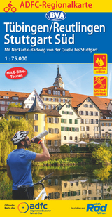 ADFC-Regionalkarte Tübingen/Reutlingen Stuttgart Süd, 1:75.000, mit Tagestourenvorschlägen, reiß- und wetterfest, E-Bike-geeignet, GPS-Tracks Download - 