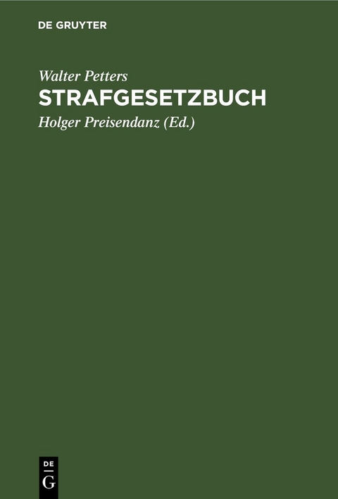 Strafgesetzbuch - Walter Petters