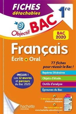 Français écrit + oral 1re : bac 2020 : fiches détachables - Amélie Pinçon, Amandine Sourisse