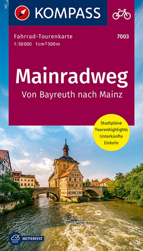 KOMPASS Fahrrad-Tourenkarte Mainradweg, von Bayreuth nach Mainz 1:50.000