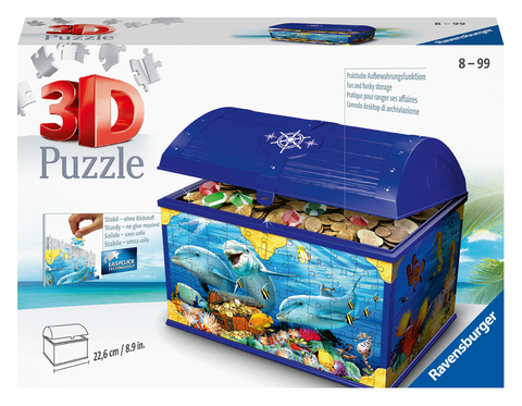 Ravensburger 3D Puzzle 11174 - Schatztruhe Unterwasserwelt - ab 8 Jahren - 216 Teile - Aufbewahrungsbox mit praktischem Deckel