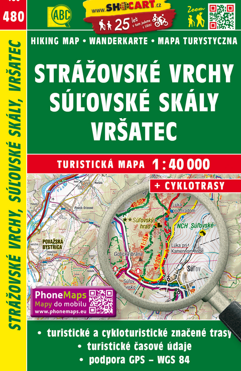 Strážovské vrchy, Súľovské skály, Vršatec / Rajetzer Berge, Súľov Felsen, Vršatec (Wander - Radkarte 1:40.000)