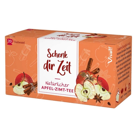 Natürlicher Apfel-Zimt-Tee "Schenk dir Zeit", Tee-Aufgussbeutel