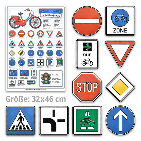 Meine Verkehrszeichen für die Fahrradprüfung- mit den neuen Verkehrszeichen