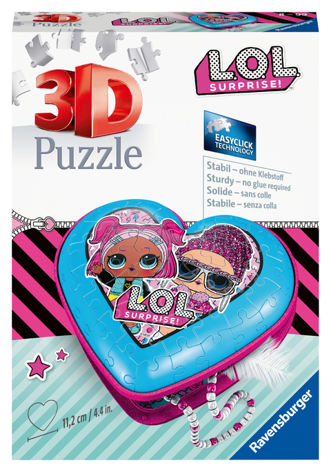 Ravensburger 3D Puzzle 11233 - Herzschatulle L.O.L. Surprise! - 54 Teile - Aufbewahrungsbox für Erwachsene und Kinder ab 8 Jahren