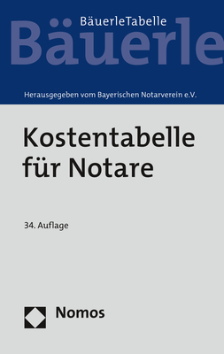 Kostentabelle für Notare - 