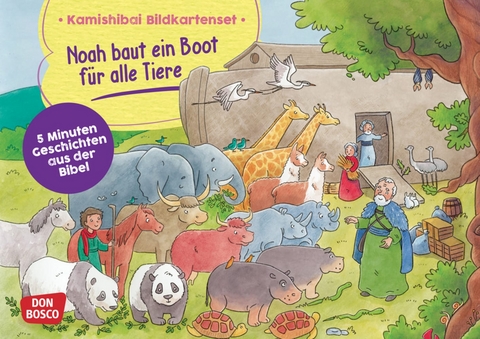 Noah baut ein Boot für alle Tiere. Kamishibai Bildkartenset - Esther Hebert, Gesa Rensmann