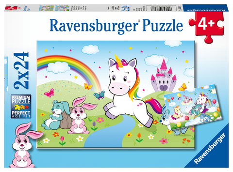 Ravensburger Kinderpuzzle - 07828 Märchenhaftes Einhorn - Puzzle für Kinder ab 4 Jahren, 2x24 Teilen