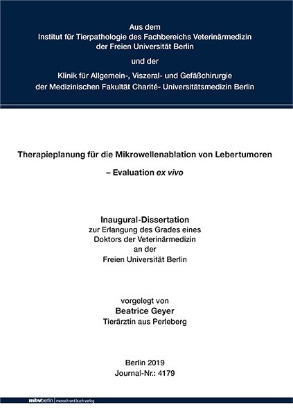 Therapieplanung für die Mikrowellenablation von Lebertumoren – Evaluation ex vivo - Beatrice Geyer