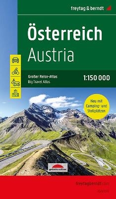 Österreich, Autoatlas 1:150.000, Großer Reise-Atlas mit Camping- und Stellplätzen