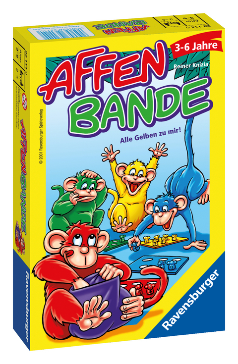 Ravensburger 23114 - Affenbande , Mitbringspiel für 2-4 Spieler, Kinderspiel ab 3-6 Jahren, kompaktes Format, Reisespiel - Reiner Knizia