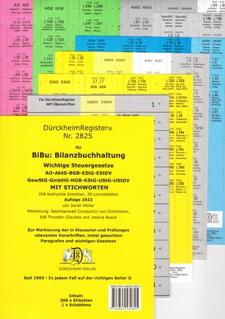 DürckheimRegister® 2825-BiBu- BilanzSteuerrecht - Wichtige Gesetze MIT STICHWORTEN für deine AO-AktG-BGB-EStG-EStR-GmbHG-HGB- KStG-UStG - Sarah Möller; Constantin Dürckheim