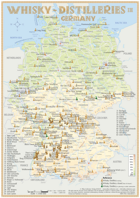 Whisky Distilleries Germany-Austria-Switzerland - Tasting Map - Rüdiger Jörg Hirst