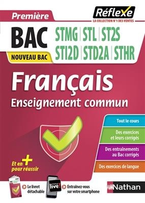 Français, enseignement commun première, bac STMG, STL, ST2S, STI2D, STD2A, STHR : nouveau bac - Adrien David