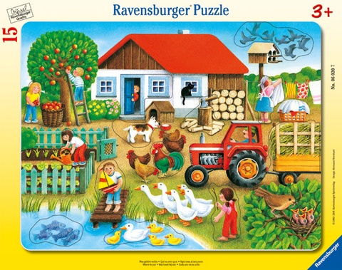 Ravensburger Kinderpuzzle - 06020 Was gehört wohin? - Rahmenpuzzle für Kinder ab 3 Jahren, mit 15 Teilen