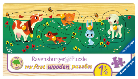 Ravensburger Kinderpuzzle - 03235 Liebste Tierfreunde - my first wooden puzzle mit 5 Teilen - Puzzle für Kinder ab 1,5 Jahren - Holzpuzzle