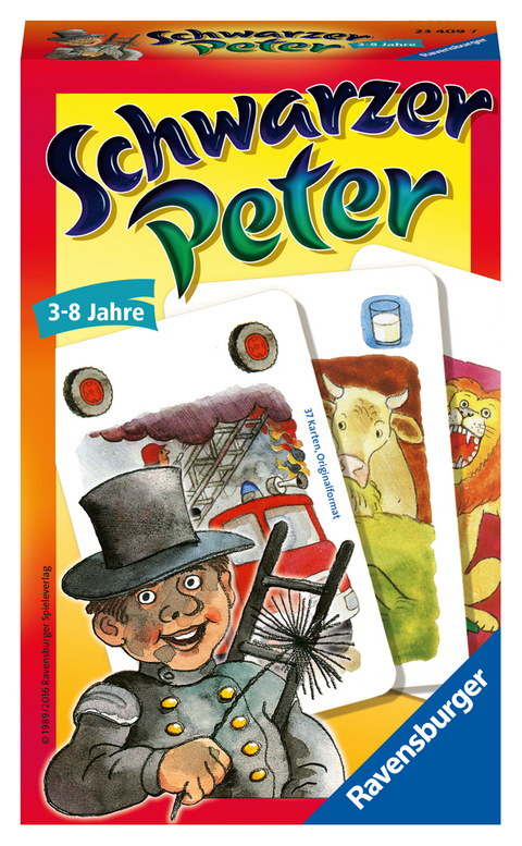 Ravensburger 23409 - Schwarzer Peter, Mitbringspiel für 2-6 Spieler, Kinderspiel ab 3 Jahren, kompaktes Format, Reisespiel, Kartenspiel