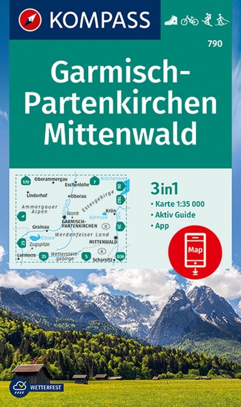 KOMPASS Wanderkarte 790 Garmisch-Partenkirchen, Mittenwald 1:35.000