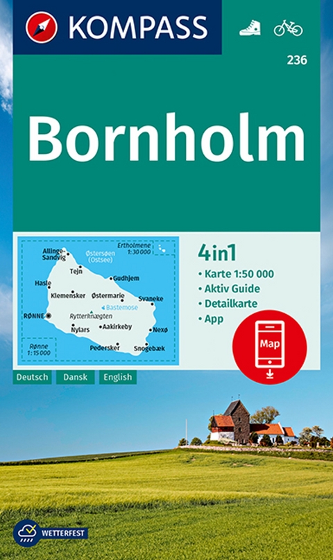 KOMPASS Wanderkarte 236 Bornholm 1:50.000