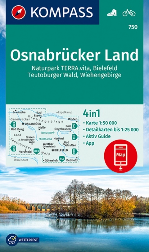 KOMPASS Wanderkarte 750 Osnabrücker Land 1:50.000