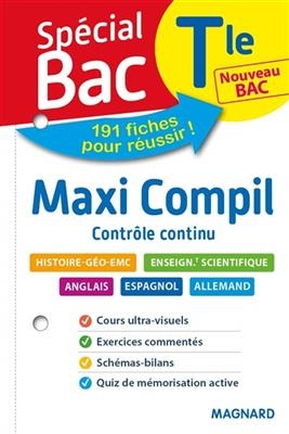 Maxi compil contrôle continu, terminale : histoire géo EMC, enseignement scientifique, anglais, espagnol, allemand, n... -  SPECIAL BAC 2020