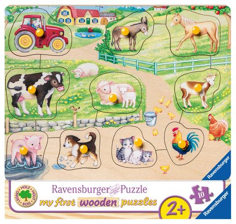 Ravensburger Kinderpuzzle - 03689 Morgens auf dem Bauernhof - my first wooden puzzle mit 10 Teilen - Puzzle für Kinder ab 2 Jahren - Holzpuzzle