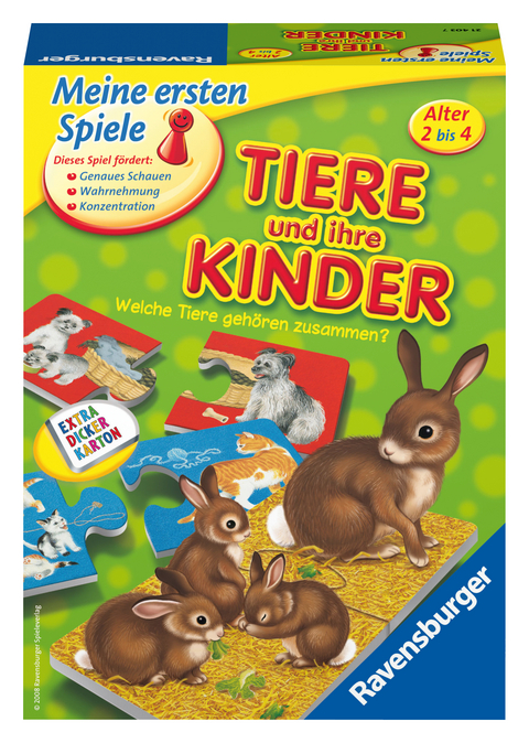 Ravensburger 21403 - Tiere und ihre Kinder - Kinderspiel, Tierwelt kennenlernen - für 1-4 Spieler ab 2 Jahren