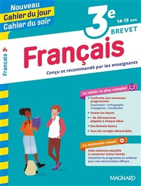 Français 3e, 14-15 ans : brevet -  CAHIER JOUR SOIR