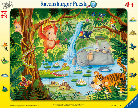 Ravensburger Kinderpuzzle - 06171 Dschungelbewohner - Rahmenpuzzle für Kinder ab 4 Jahren, mit 24 Teilen