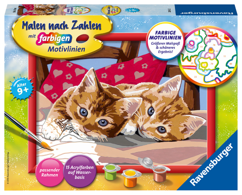 Ravensburger CreArt 28342 - Zwei Schmusekätzchen - Malen nach Zahlen Katzen für Kinder ab 9 Jahre