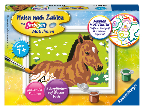 Ravensburger CreArt 29687 - Kleines Fohlen - Malen nach Zahlen Pferd für Kinder ab 7 Jahre