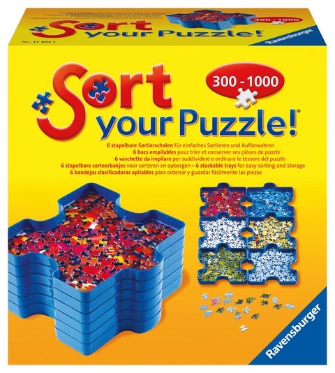 Ravensburger Sort your Puzzle - 6 stapelbare Puzzle-Sortierschalen zum einfachen Sortieren und Aufbewahren von Puzzleteilen, Ideales Zubehör für Puzzler