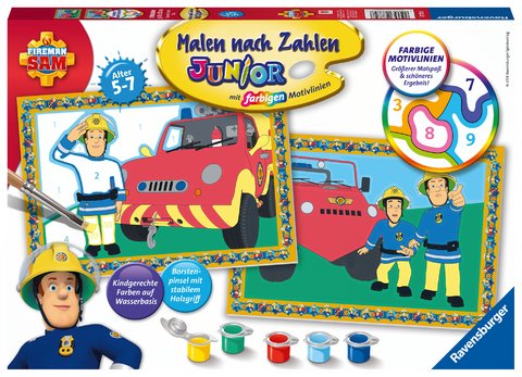 Ravensburger CreArt 27772 - Feuerwehrmann Sam - Malen nach Zahlen Feuerwehrmann Sam für Kinder 5-7 Jahre