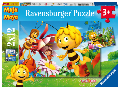 Ravensburger Kinderpuzzle - 07594 Biene Maja auf der Blumenwiese - Puzzle für Kinder ab 3 Jahren, Biene Maja Puzzle mit 2x12 Teilen