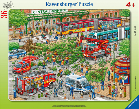 Ravensburger Kinderpuzzle - 05026 Einsatz auf der Straße - Rahmenpuzzle für Kinder ab 4 Jahren, mit 36 Teilen