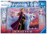 Ravensburger Kinderpuzzle - 12868 Starke Schwestern - Disney Frozen-Puzzle für Kinder ab 6 Jahren, mit 100 Teilen im XXL-Format, mit Glitter