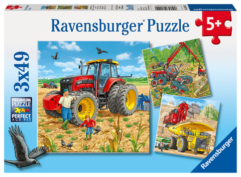 Ravensburger Kinderpuzzle - 08012 Große Maschinen - Puzzle für Kinder ab 5 Jahren, Puzzle mit 3x49 Teilen