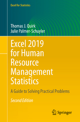 Excel 2019 for Human Resource Management Statistics - Quirk, Thomas J.; Palmer-Schuyler, Julie