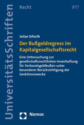 Der Bußgeldregress im Kapitalgesellschaftsrecht - Julian Erfurth