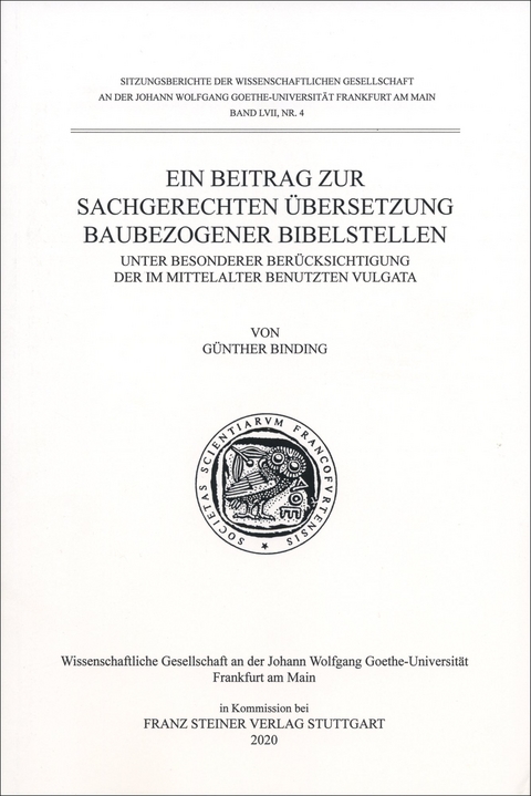 Ein Beitrag zur sachgerechten Übersetzung baubezogener Bibelstellen - Günther Binding