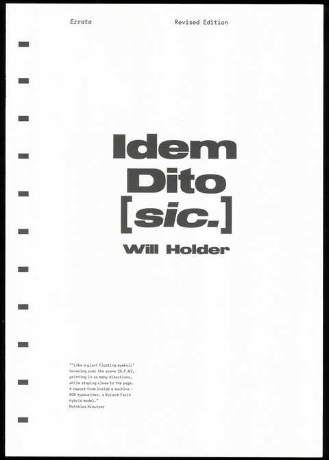 Idem Dito [sic.] - Will Holder