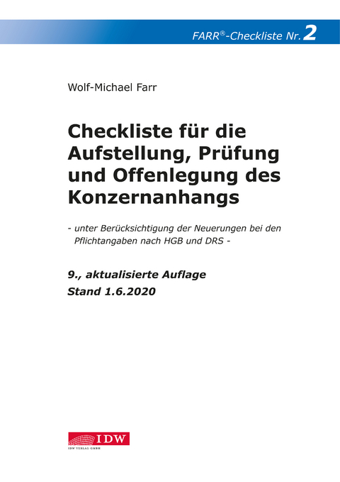 Farr, Checkliste 2 (Konzernanhang), 9. Aufl. - Wolf-Michael Farr