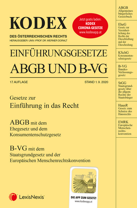 KODEX Einführungsgesetze ABGB und B-VG 2020/21 - 